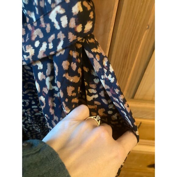 Nine West | NWT Puff Sleeve Animal Print Button Front Mini Dress | Medium - Picture 4 of 6